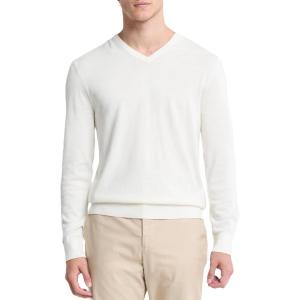 imageCalvin Klein Mens Extra Fine Merino Wool Blend VNeck SweaterAntique White