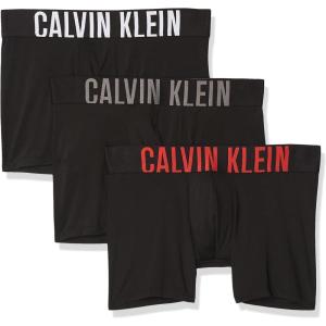 imageCalvin Klein Mens Intense Power 3Pack Boxer BriefBlack Bodies W Black  Grey Sky  Pompeian Red Logos