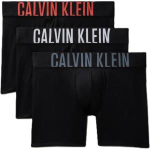 imageCalvin Klein Mens Intense Power 3Pack Boxer BriefBlack Bodies W White  Turbulence  Vermillion Brown Logos