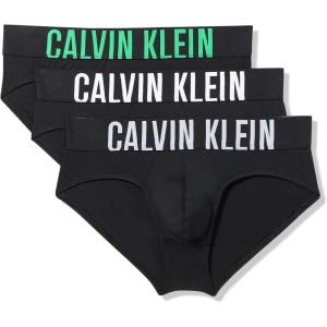 imageCalvin Klein Mens Intense Power 3Pack Hip BriefBlack Bodies W Misty Grey  White  Blossom Green Logos