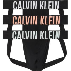 imageCalvin Klein Mens Intense Power 3Pack Jock StrapBlack Bodies W Papaya Punch  White  Moonlight Jade Logos