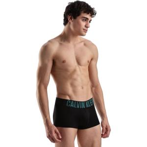 imageCalvin Klein Mens Intense Power 3Pack Low Rise TrunkBlack Bodies W Aqua Bar  White  Brisk Blue Logos