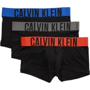 imageCalvin Klein Mens Intense Power 3Pack Low Rise TrunkBlack BodiesDazzling BlueGrey SkyCherry Kiss