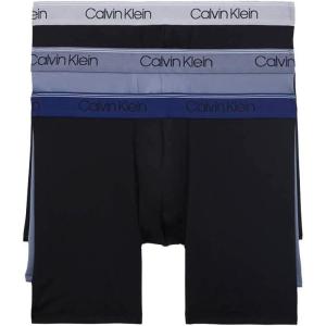 imageCalvin Klein Mens Micro Stretch 3pack Boxer BriefBlack Bodies W Bayou Blue  Antique Grey  Durango Blue