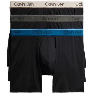 imageCalvin Klein Mens Micro Stretch 3pack Boxer BriefBlack Bodies W Cobalt Sapphire  Spring  Distorted Blue