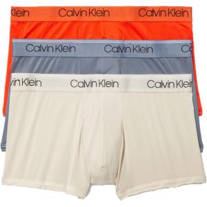 imageCalvin Klein Mens Micro Stretch 3pack Low Rise TrunkAsphalt Grey  Mudstone  Acid Orange