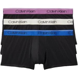imageCalvin Klein Mens Micro Stretch 3pack Low Rise TrunkBlack Bodies W Ameythyst  Silver Birch  Midnight