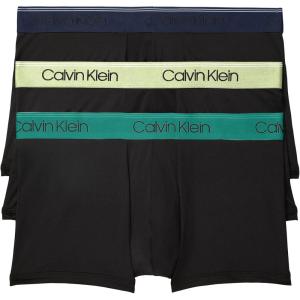 imageCalvin Klein Mens Micro Stretch 3pack Low Rise TrunkBlack Bodies W Cobalt Sapphire  Spring  Distorted Blue