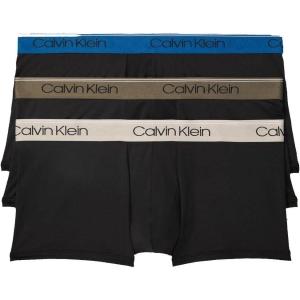 imageCalvin Klein Mens Micro Stretch 3pack Low Rise TrunkBlack Bodies W Polaris Blue  Aspen  Dove Wbs