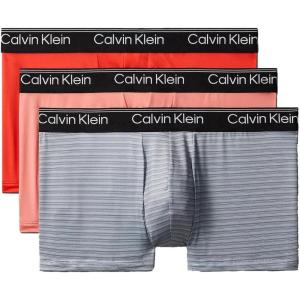 imageCalvin Klein Mens Micro Stretch 3pack Low Rise TrunkRedGrey StripePeach