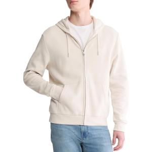 imageCalvin Klein Mens Relaxed Fit Archive Logo Fleece Full Zip HoodieChalk