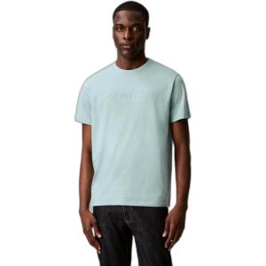 imageCalvin Klein Mens Relaxed Fit CK Logo Crewneck TShirtBlue Surf