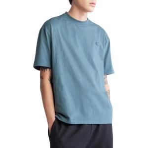 imageCalvin Klein Mens Relaxed Fit Monogram Logo Crewneck TShirtBlue Lake