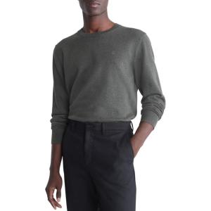 imageCalvin Klein Mens Smooth Cotton Crewneck SweaterBeluga Heather