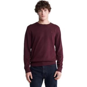 imageCalvin Klein Mens Smooth Cotton Crewneck SweaterTawny Port Heather