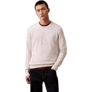 imageCalvin Klein Mens Smooth Cotton Monogram Logo SweaterChalk