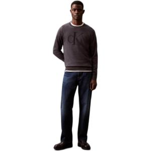 imageCalvin Klein Mens Smooth Cotton Monogram Logo SweaterEbony
