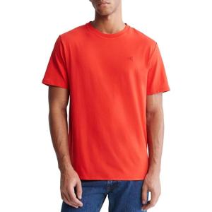 imageCalvin Klein Mens Smooth Cotton Solid Crewneck TShirtHigh Risk Red