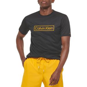 imageCalvin Klein Mens Standard Light Weight Quick Dry Short Sleeve 40 UPF Protection Active TopBlack Logo