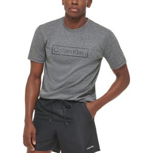 imageCalvin Klein Mens Standard Light Weight Quick Dry Short Sleeve 40 UPF Protection Active TopGrey Heather Logo