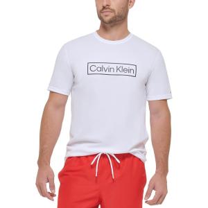 imageCalvin Klein Mens Standard Light Weight Quick Dry Short Sleeve 40 UPF Protection Active TopWhite Logo