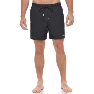 imageCalvin Klein Mens Standard Uv Protected Quick Dry Drawstring Patterned Swim TrunkBlack Monochrome