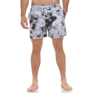 imageCalvin Klein Mens Standard Uv Protected Quick Dry Drawstring Patterned Swim TrunkBlack Watercolor