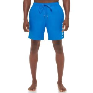 imageCalvin Klein Mens Standard Uv Protected Quick Dry Drawstring Patterned Swim TrunkBlue Logo