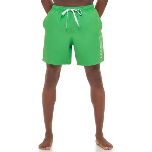 imageCalvin Klein Mens Standard Uv Protected Quick Dry Drawstring Patterned Swim TrunkGreen Logo