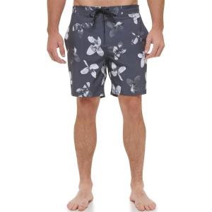 imageCalvin Klein Mens Standard Uv Protected Quick Dry Drawstring Patterned Swim TrunkGrey Aloha