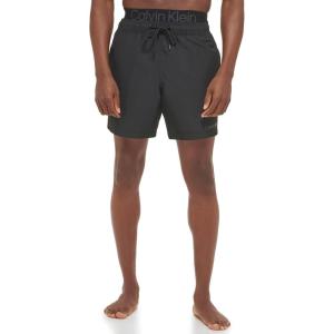 imageCalvin Klein Mens Standard Uv Protected Quick Dry Drawstring Patterned Swim TrunkNoir