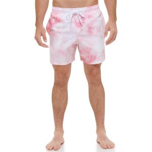 imageCalvin Klein Mens Standard Uv Protected Quick Dry Drawstring Patterned Swim TrunkPink Watercolor