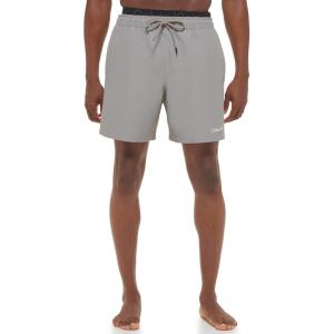imageCalvin Klein Mens Standard Uv Protected Quick Dry Drawstring Patterned Swim TrunkSoft Grey