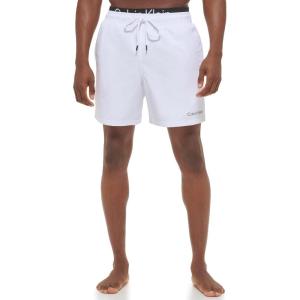 imageCalvin Klein Mens Standard Uv Protected Quick Dry Drawstring Patterned Swim TrunkWhite Monochrome