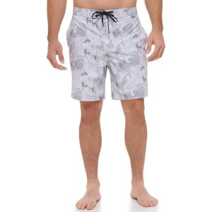 imageCalvin Klein Mens Standard Uv Protected Quick Dry Drawstring Patterned Swim TrunkWhite Watercolor