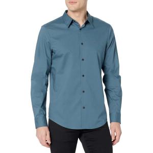 imageCalvin Klein Mens Stretch Cotton Monogram Logo Button Down ShirtBlue Lake