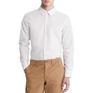 imageCalvin Klein Mens Stretch Cotton Monogram Logo Button Down ShirtBrilliant White
