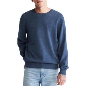 imageCalvin Klein Mens Supima Cotton Solid Monogram Logo SweaterDenim Heather