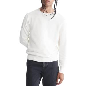 imageCalvin Klein Mens Supima Cotton Solid Monogram Logo SweaterEgret