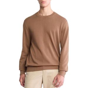 imageCalvin Klein Mens Supima Cotton Solid Monogram Logo SweaterSpiced Plum