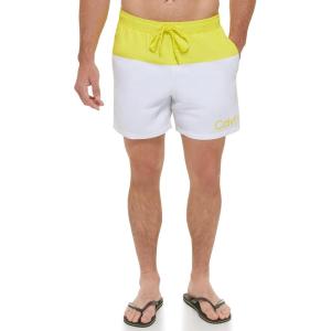 imageCalvin Klein Mens UV Protected Two Tone Logo Swim TrunkCitrinaWhite