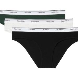 imageCalvin Klein Womens Balance Cotton Stretch Bikini Panties 3 PackBlackSnow HeatherKelly Green