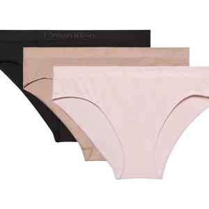 imageCalvin Klein Womens Bonded Flex Seamless 3Pack Mid Rise BikiniBlackCedarEggshell