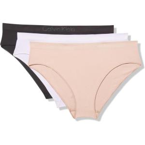 imageCalvin Klein Womens Bonded Flex Seamless 3Pack Mid Rise BikiniBlackCedarLilac Quartz