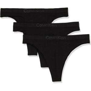imageCalvin Klein Womens Bonded Flex Seamless 3Pack Mid Rise ThongBlack Black Black