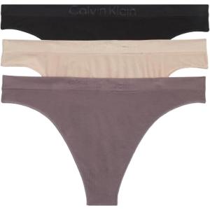 imageCalvin Klein Womens Bonded Flex Seamless 3Pack Mid Rise ThongBlack Cedar Sparrow