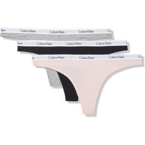 imageCalvin Klein Womens Carousel Logo Cotton Stretch Thong Panties 3 PackBlackGrey HeatherNymphs Thigh