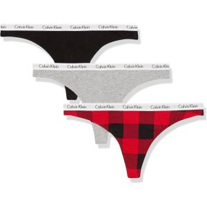 imageCalvin Klein Womens Carousel Logo Cotton Stretch Thong Panties 3 PackBlackGrey HeatherSmall Buff Check Obsess