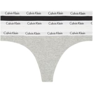 imageCalvin Klein Womens Carousel Logo Cotton Stretch Thong Panties 3 PackBlackWhiteGrey Heather