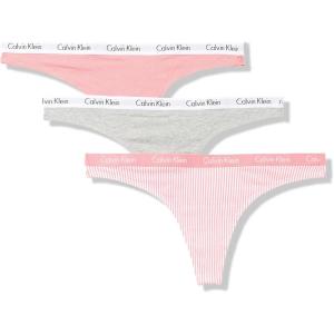 imageCalvin Klein Womens Carousel Logo Cotton Stretch Thong Panties 3 PackEvolve  Grey Heather  Seersucker Stripeevolve